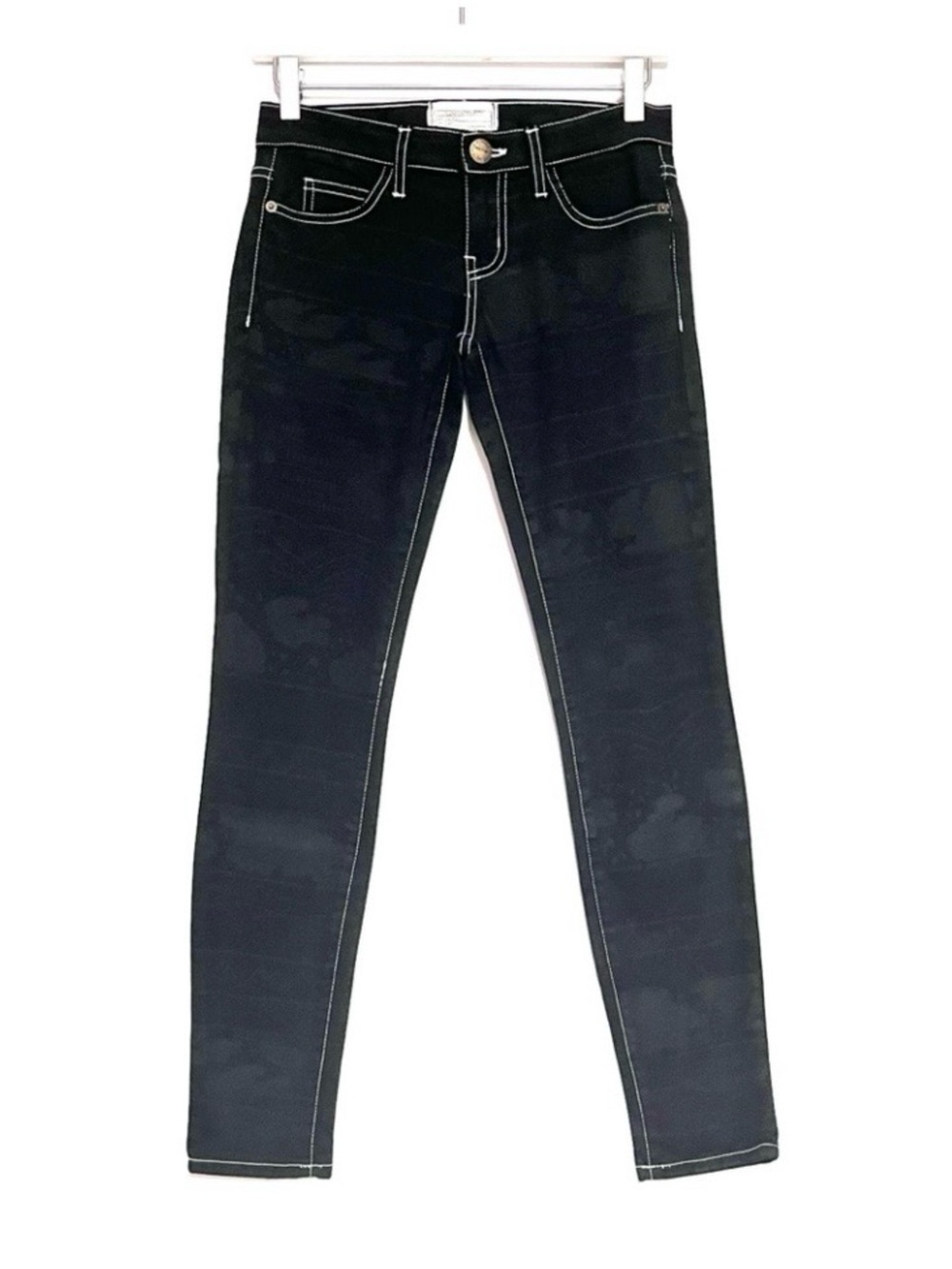 Current/Elliott The Ankle Skinny Jeans 23 NWT Black Y2K Contrast Stitch - Picture 3 of 11